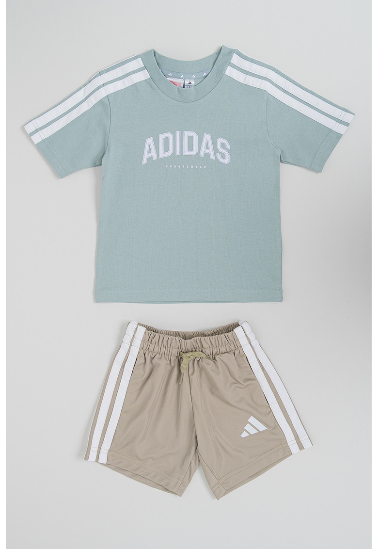 Set de pantaloni scurti si tricou - Alb/Verde pal/Kaki