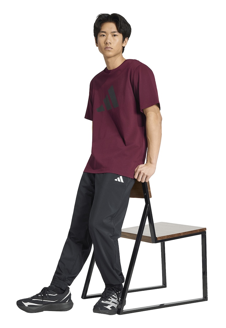 Tricou de bumbac cu decolteu la baza gatului - Negru/Violet tyrian