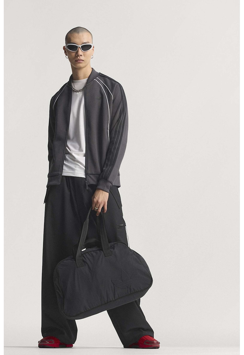 Bluza de trening cu fermoar si guler baseball - Gri inchis