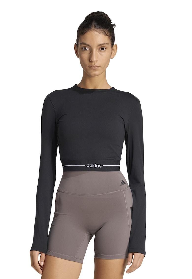 Bluza crop pentru antrenament Hyperglam - Negru