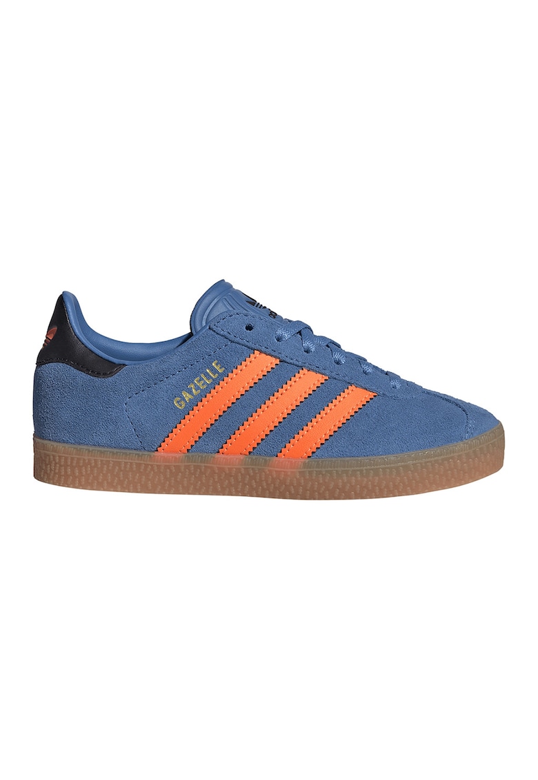 Pantofi sport Gazelle low-cut de piele intoarsa - Albastru inchis/Portocaliu mandarina