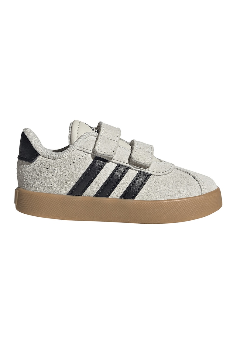 Pantofi sport Court 3.0 de piele intoarsa cu velcro - Gri deschis/Gri antracit