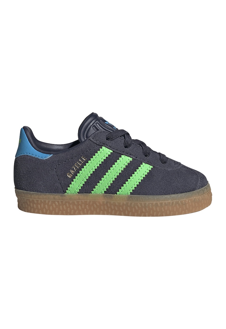Pantofi sport Gazelle din piele intoarsa si piele - Albastru royal/Verde lime/Gri antracit