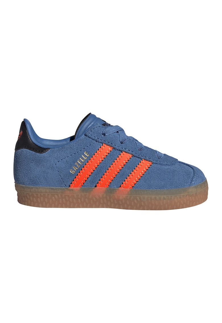 Pantofi sport Gazelle low-cut de piele intoarsa - Negru/Albastru inchis/Portocaliu mandarina