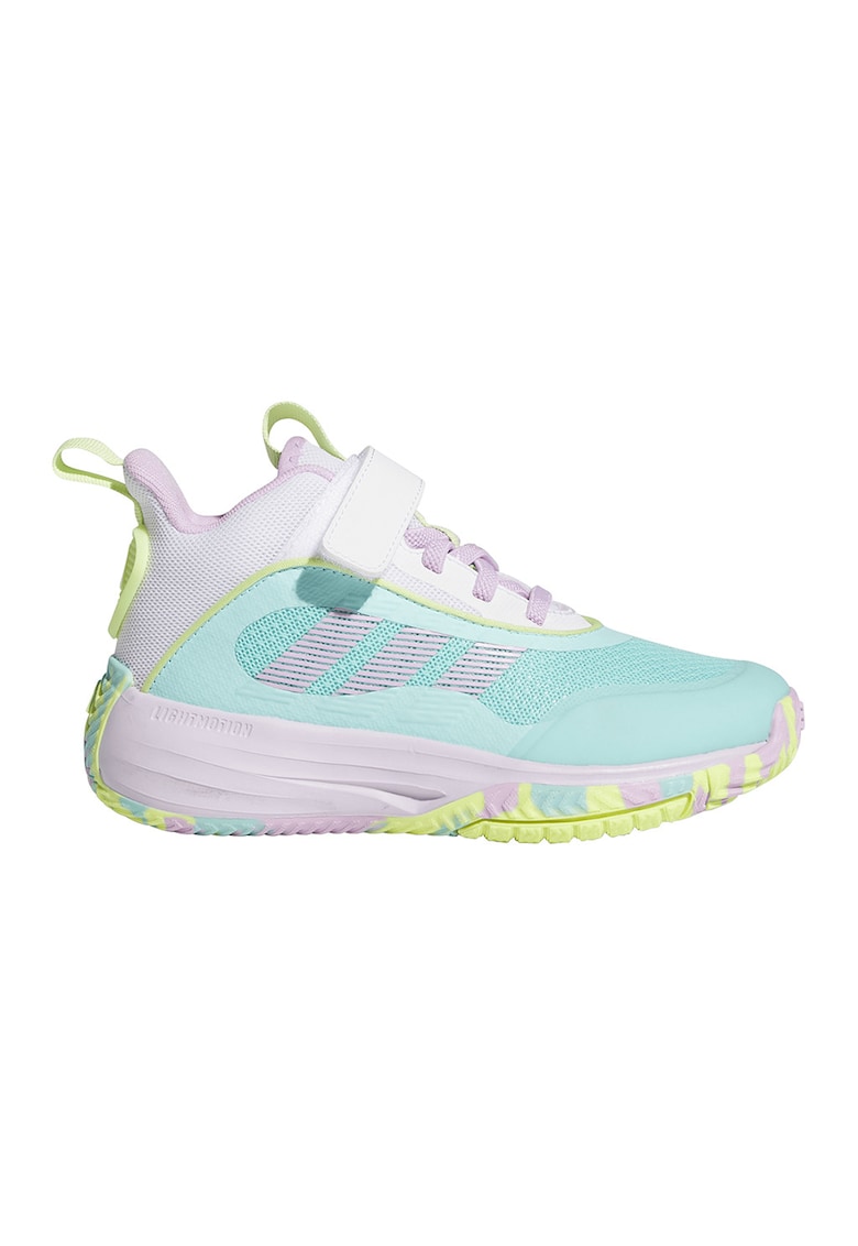 Pantofi Own The Game 3.0 cu bareta velcro pentru baschet - Albastru aquamarin/Roz pal/Verde fistic