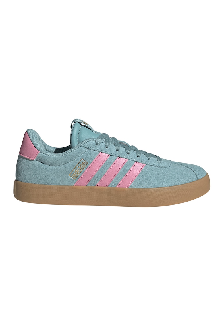 Pantofi sport VL Court 3.0 de piele intoarsa - Albastru aquamarin/Roz pastel - adidas Sportswear - imagine 1