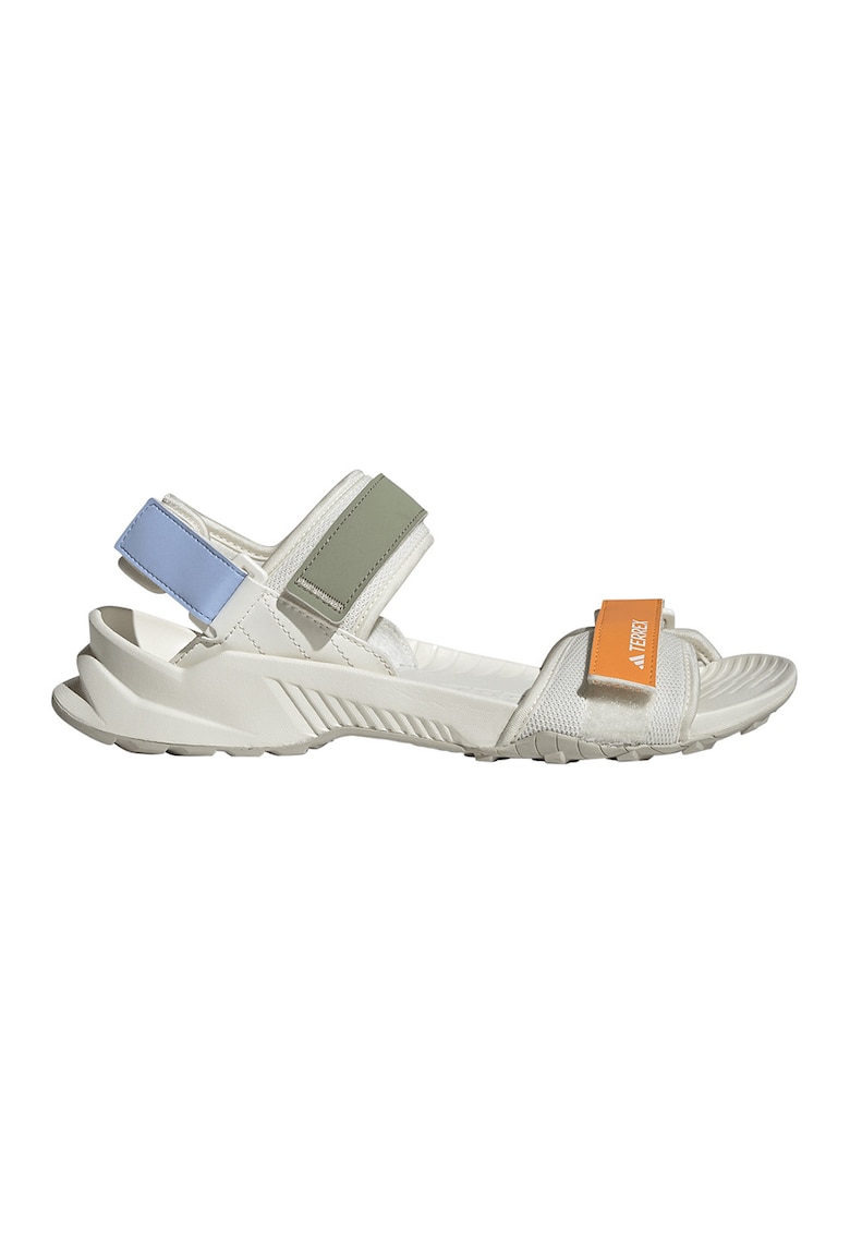 Sandale cu talpa plata si inchidere velcro Terrex Hydro - Alb/Portocaliu/Albastru lavanda/Verde feriga