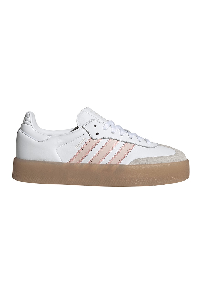 Pantofi sport Sambae din piele intoarsa si piele - Alb/Gri deschis/Piersica