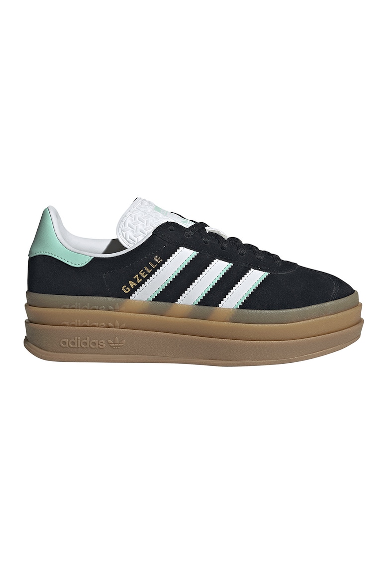 Pantofi sport Gazelle Bold din piele intoarsa cu talpa flatform - Alb/Negru/Verde menta