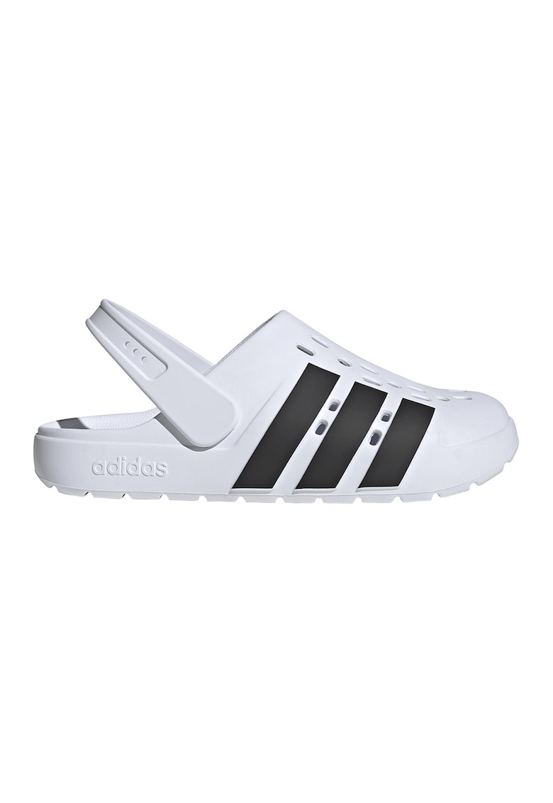 Saboti slingback cu perforatii Adilette - Alb/Negru