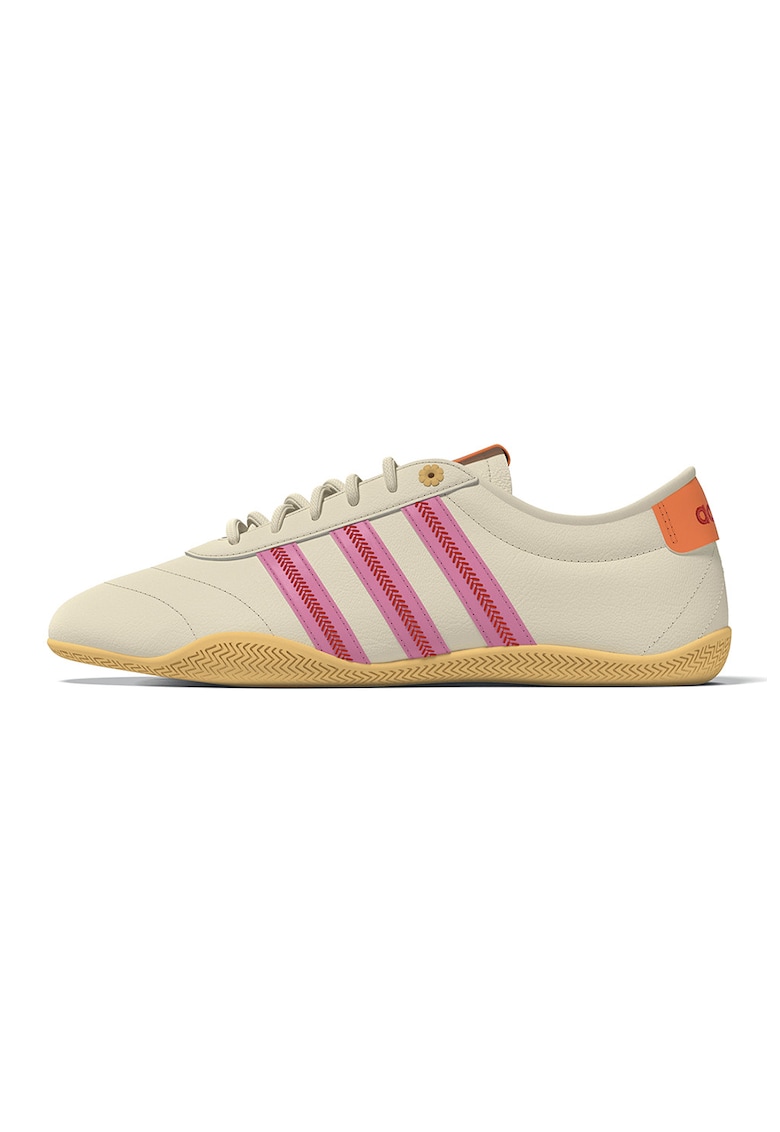 Pantofi sport Grand Court low-cut de piele - Roz pastel/Portocaliu mandarina/Bej deschis - adidas Sportswear - imagine 1
