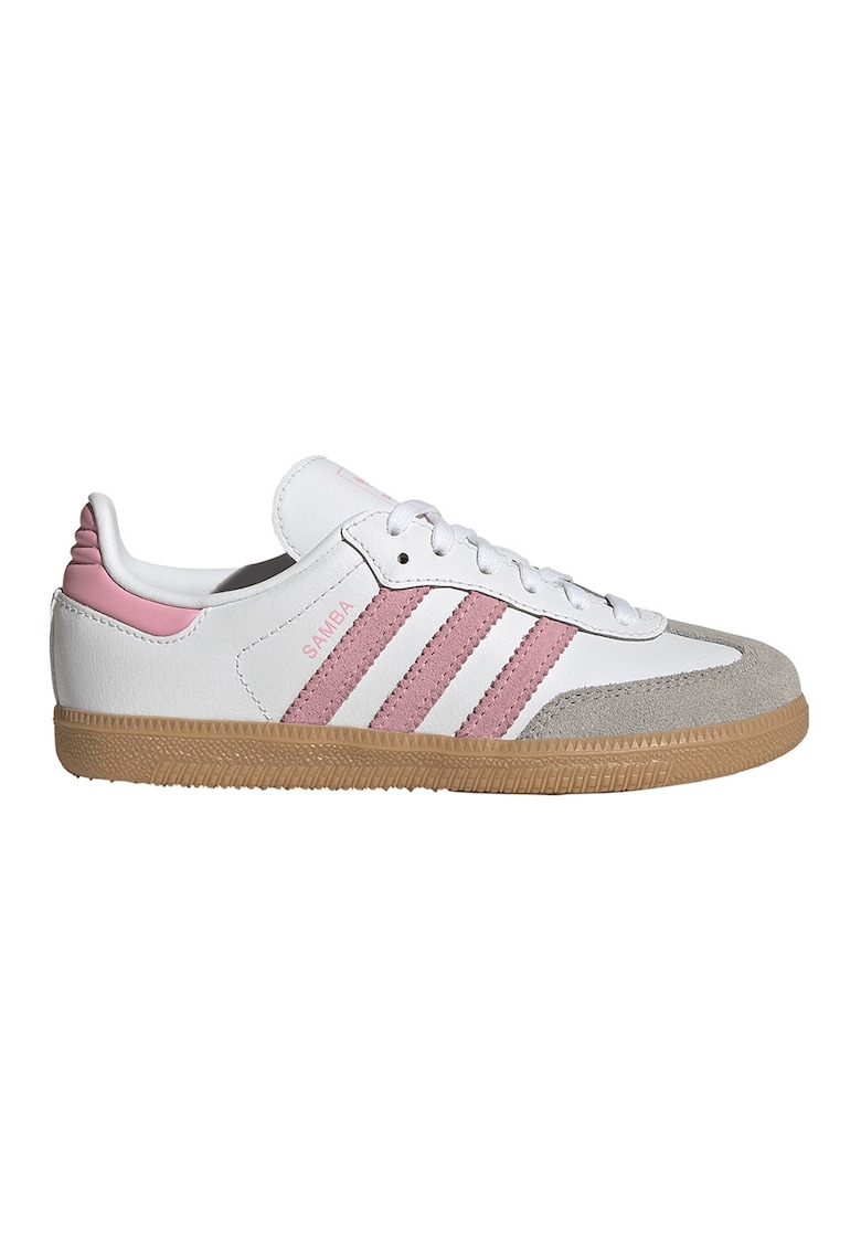 Pantofi sport Samba OG din piele cu garnituri din piele intoarsa - Gri deschis/Roz pastel/Alb murdar