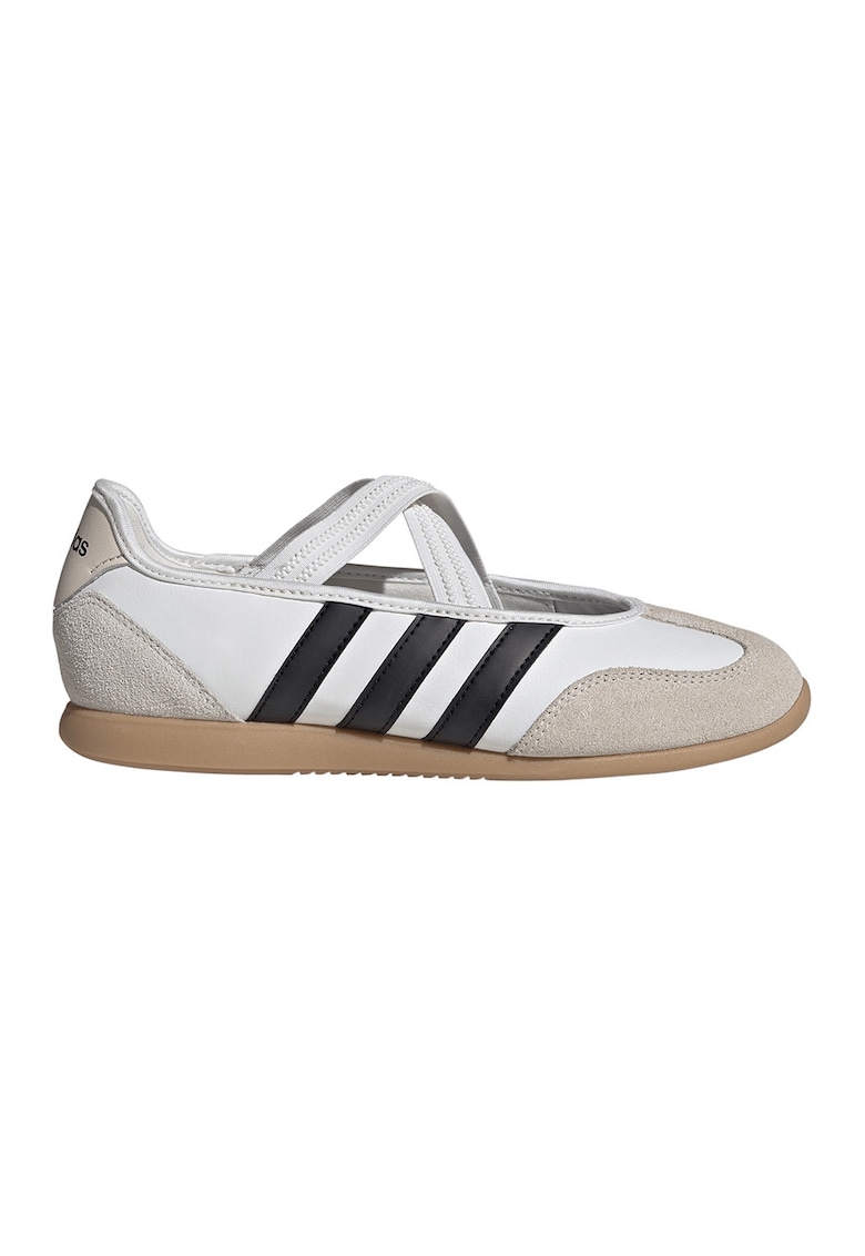 Pantofi sport Barreda Mary Jane de piele - Negru stins/Maro taupe deschis/Alb optic