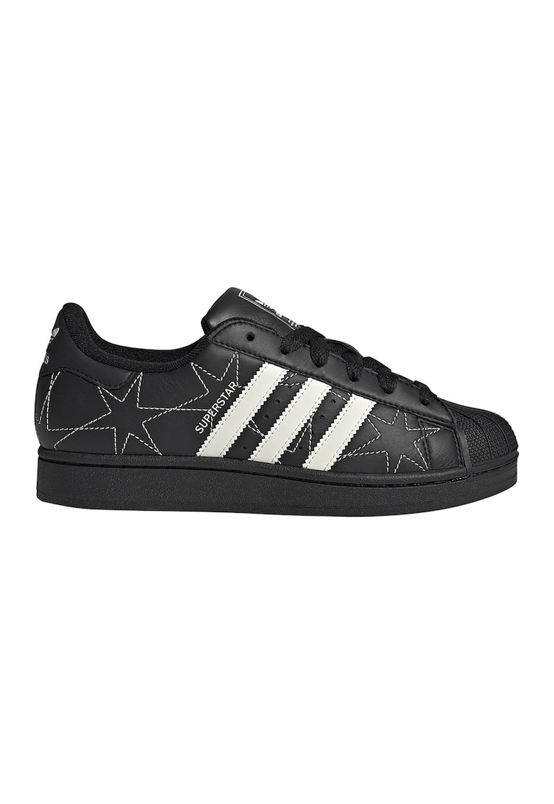 Pantofi sport Superstar II de piele cu model inimi cusute - Negru/Alb murdar