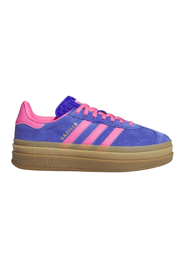 Pantofi sport Gazelle Bold flatform de piele intoarsa - Roz pastel/Albastru royal/Caramel
