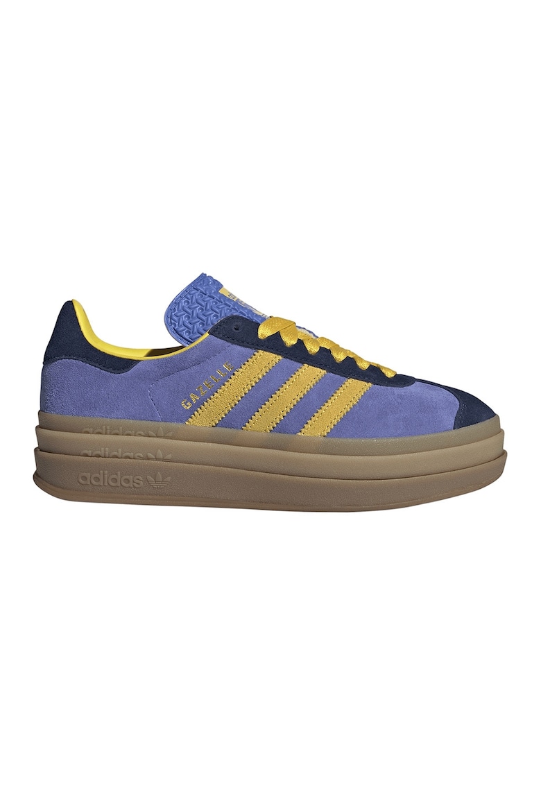 Pantofi sport Gazelle Bold flatform de piele intoarsa - Albastru inchis/Galben sofran/Caramel