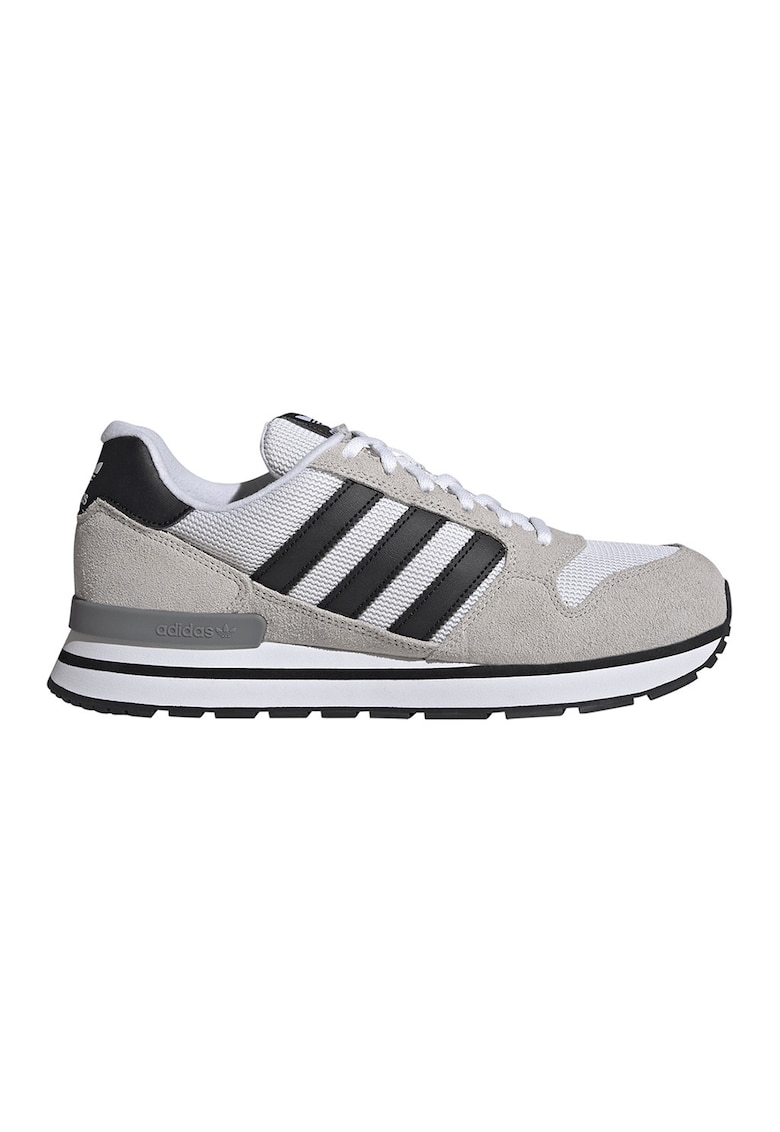 Pantofi sport ZX 500 RS cu garnituri de piele intoarsa - Negru/Maro taupe deschis/Alb optic