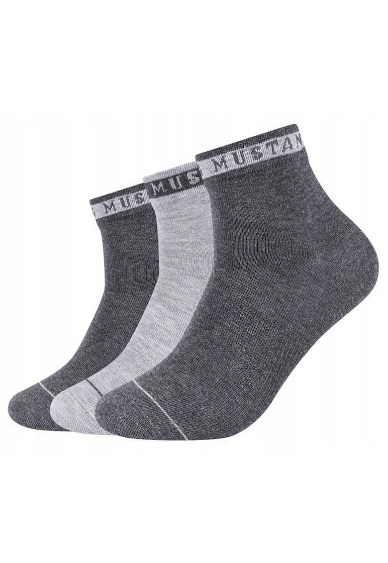 Sosete Barbati - MU32018 – 9703 - 3 Perechi - Lungi - Design Simplu Cu Logo - Confortabile Si Respirabile - Calitate Superioara - Bumbac - 39-42 UE - Gri