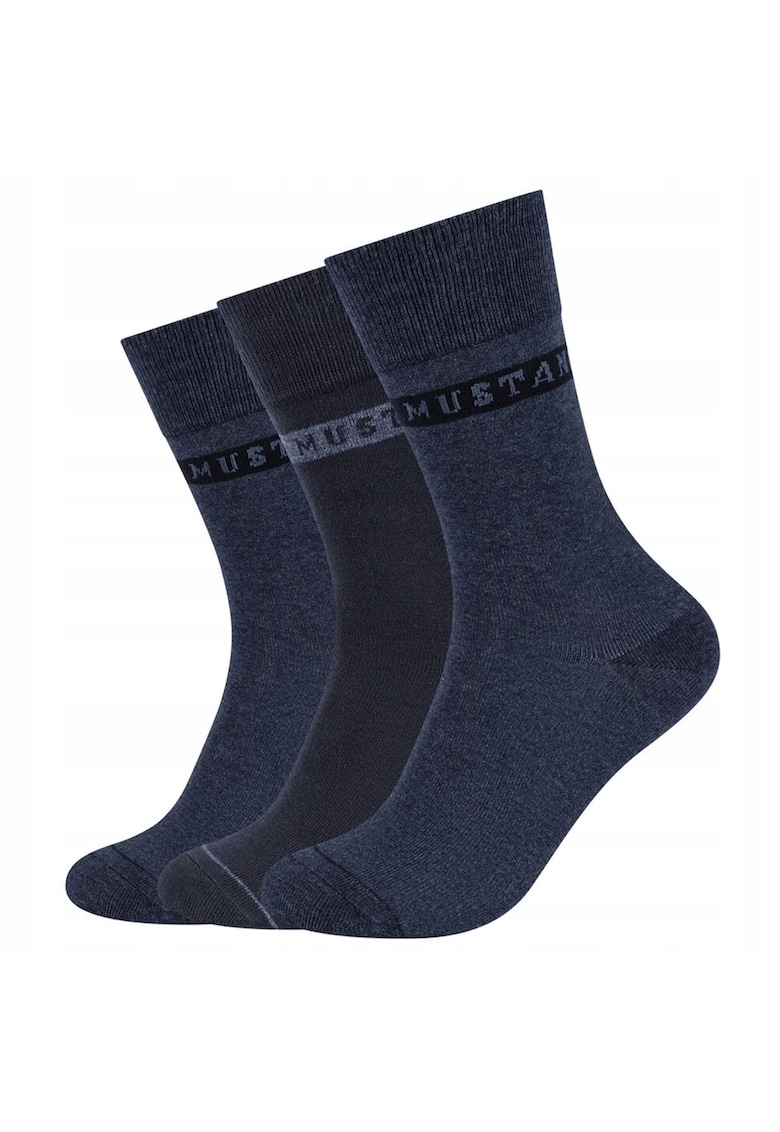 Sosete Barbati - MU31039 – 5703 - 3 Perechi - Lungi - Design Simplu Cu Logo - Confortabile Si Respirabile - Calitate Superioara - Bumbac - Albastru Inchis