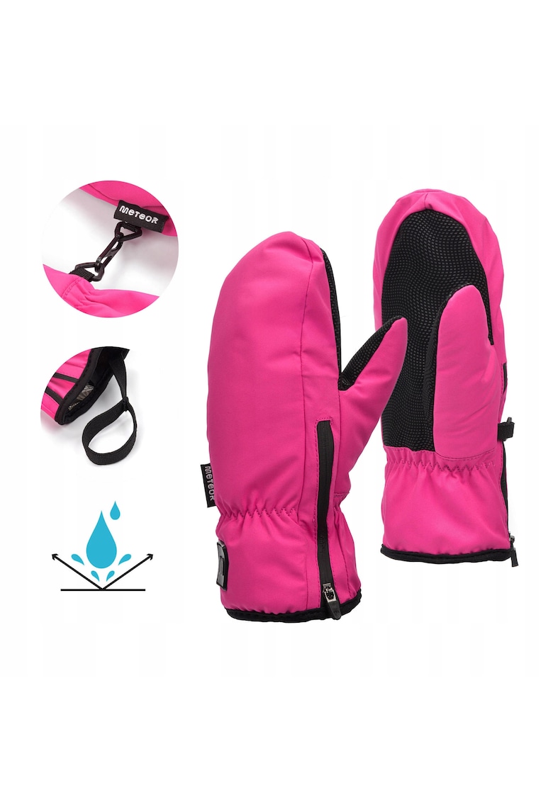 Manusi De Iarna - Pentru Copii - Pentru Adulti - Juna - Cu dwqfUn Deget - Impermeabile - Curele La Incheieturi - Roz-Negru - Negru/Roz