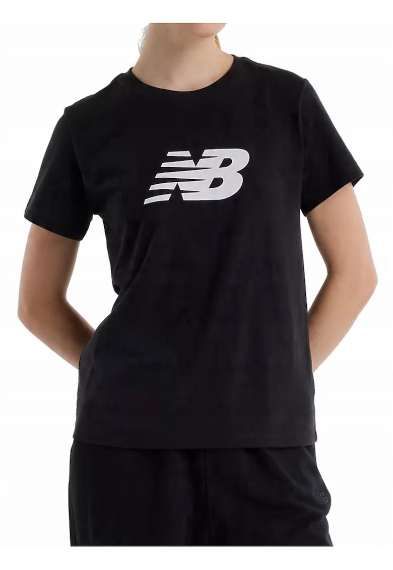 Tricou cu imprimeu logo si decolteu la baza gatului
