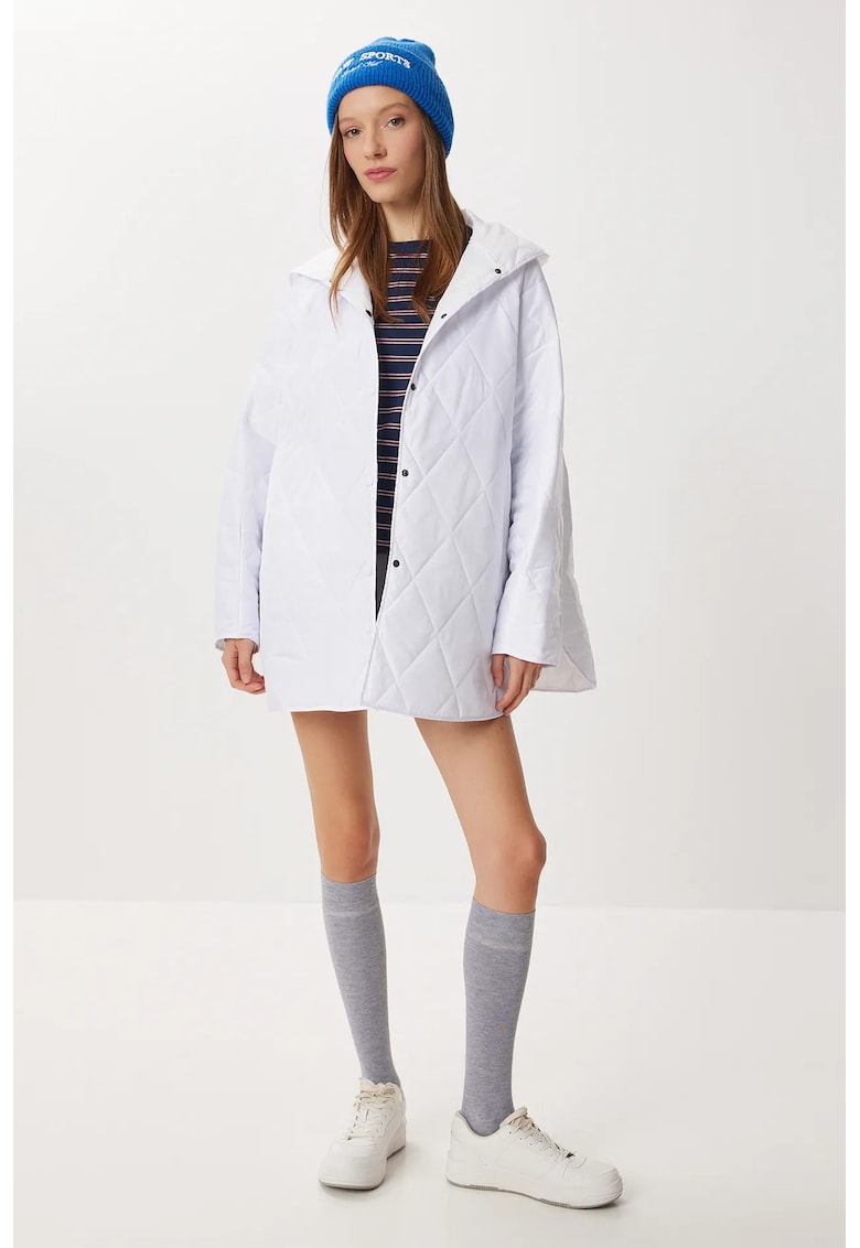 Palton Puffer Supradimensionat Happiness Istanbul - Alb - Textil - One Size