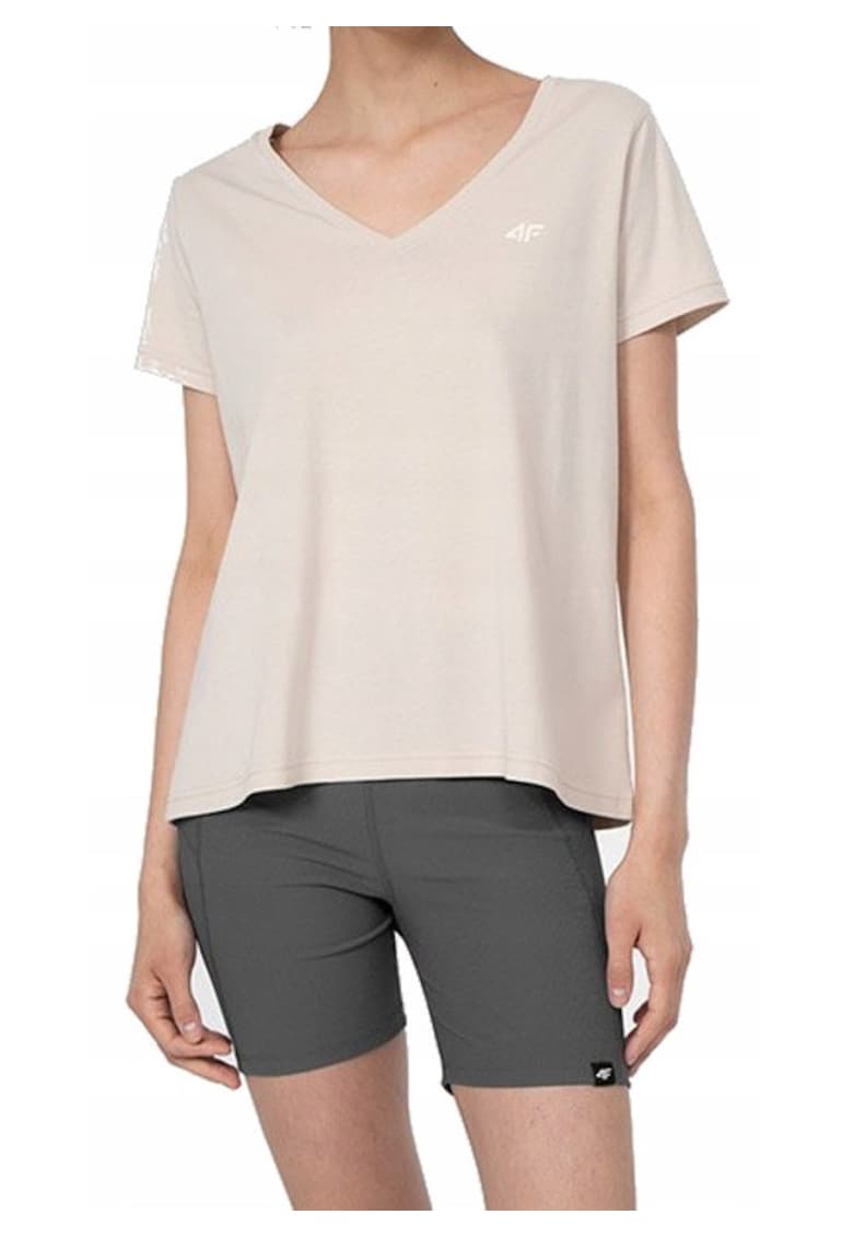 4f Tricou cu decolteu in V din bumbac