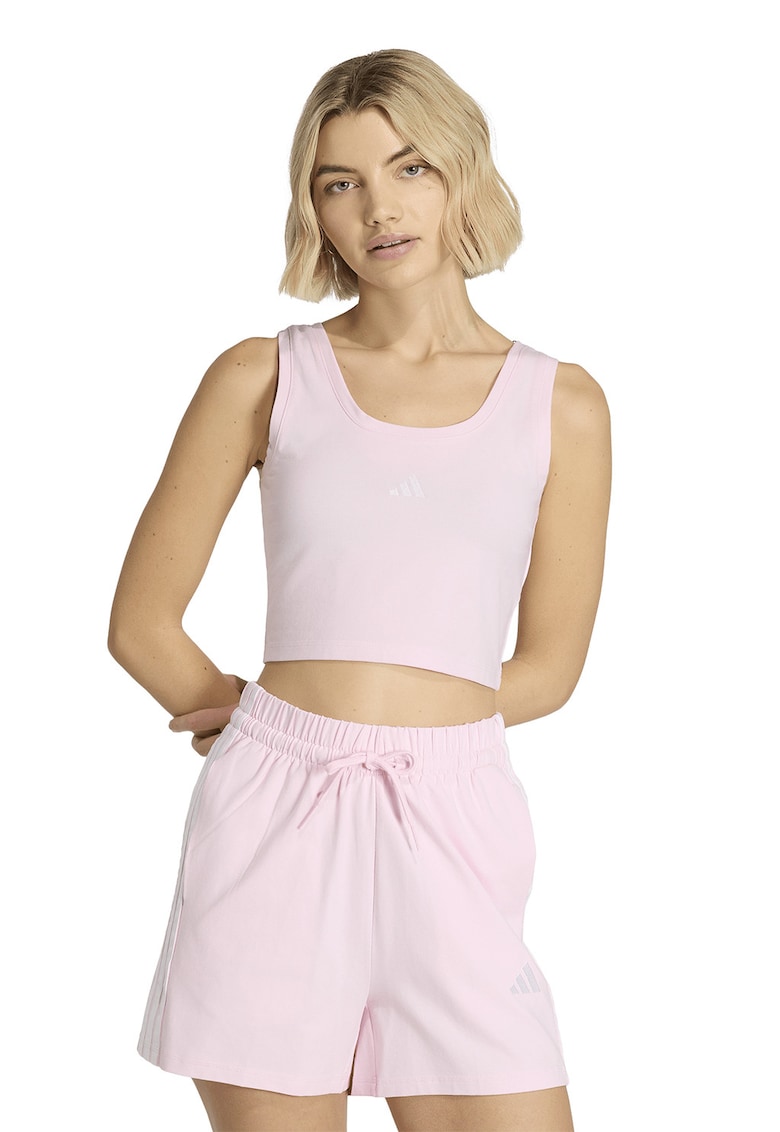 Top crop cu detaliu logo - Roz deschis