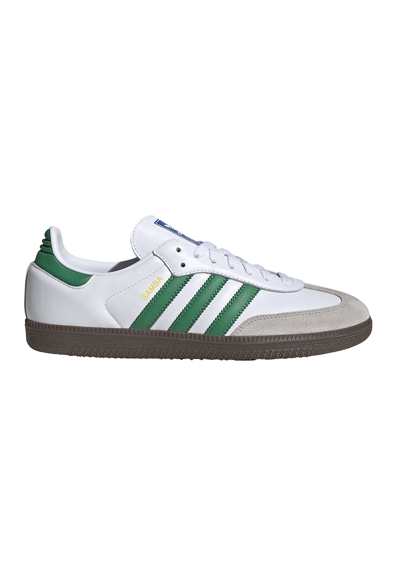 Pantofi sport din piele cu garnituri din piele intoarsa Samba - Alb optic/Verde aquamarin