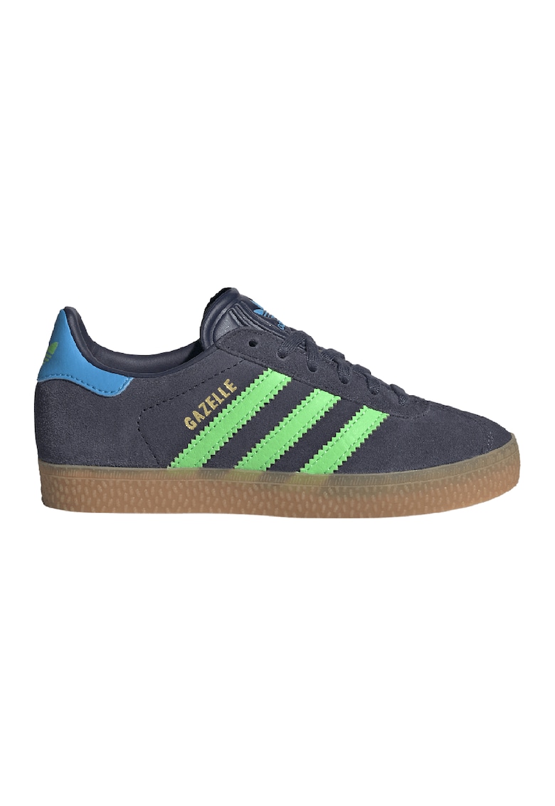 Pantofi sport din piele intoarsa cu garnituri de piele ecologica Gazelle - Verde deschis/Gri inchis