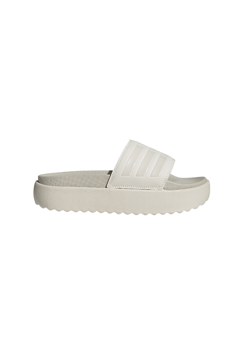 Papuci cu logo si platforma Adilette - Alb fildes