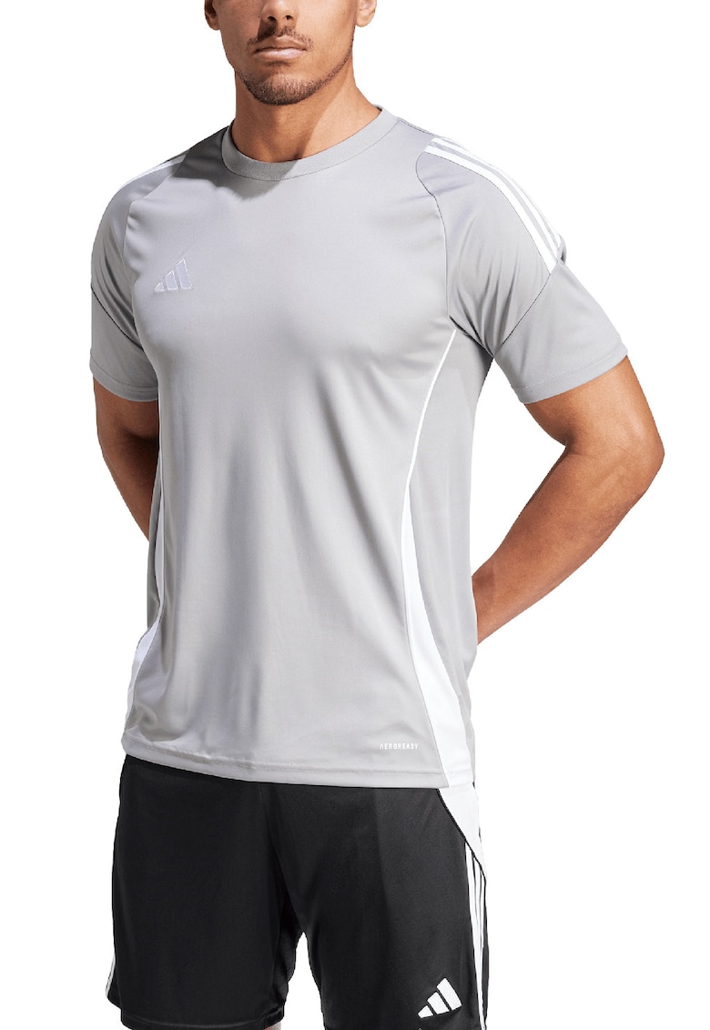 Tricou slim fit pentru fotbal TIRO24 - Alb/Gri deschis