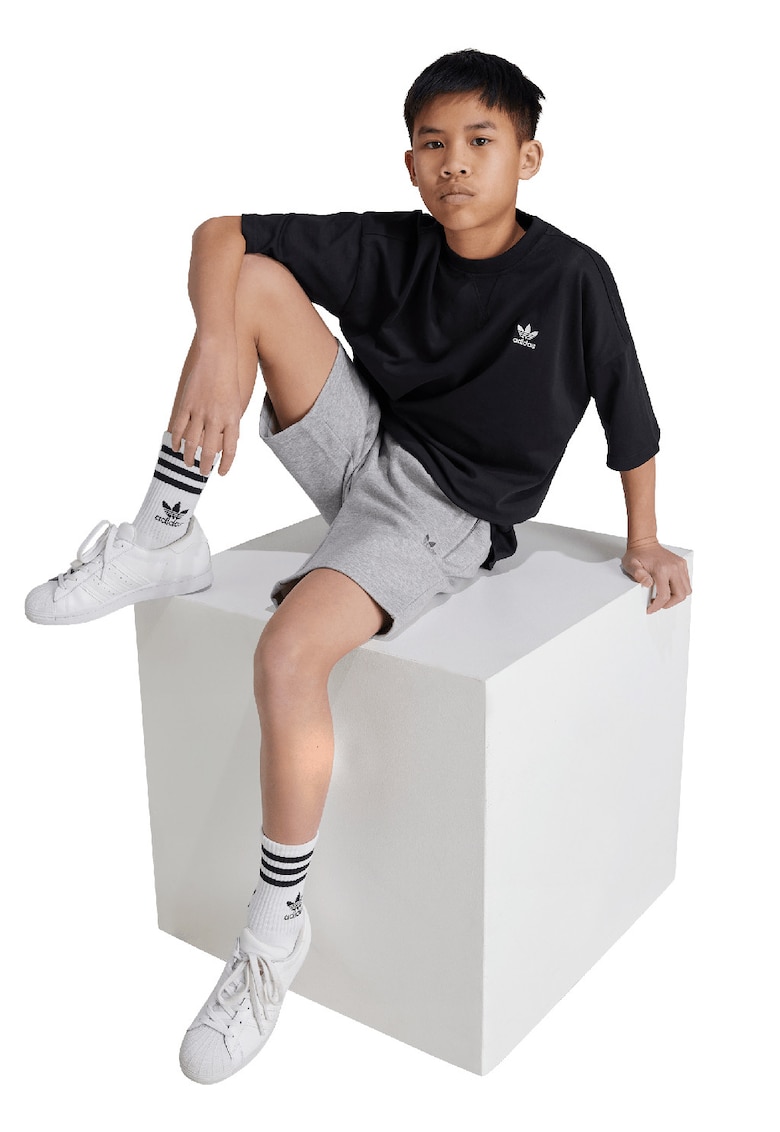 Tricou supradimensionat cu logo brodat - Negru