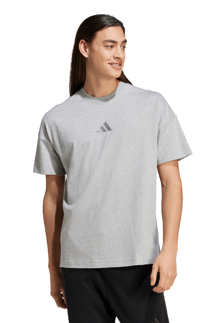 Tricou lejer cu decolteu la baza gatului All Szn - Gri deschis