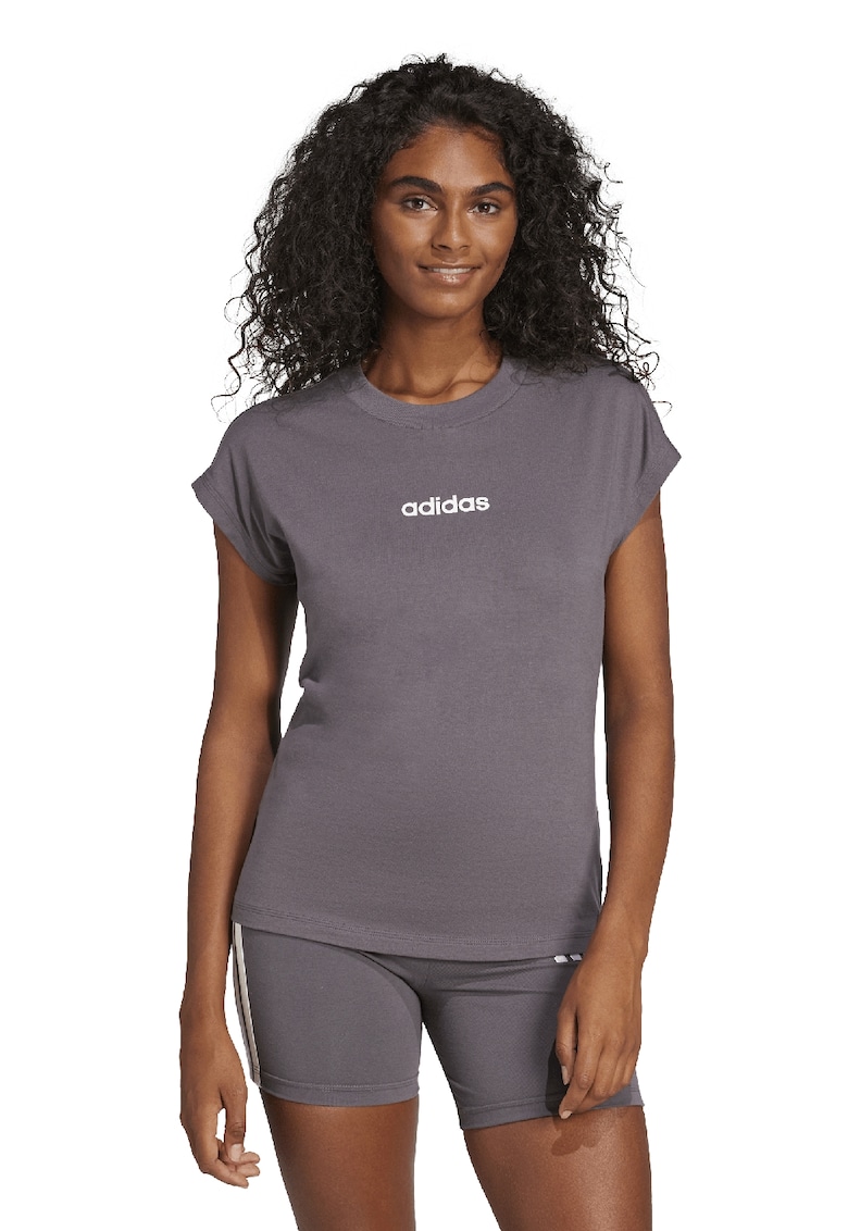 Tricou de bumbac cu decolteu rotund Essentials - Violet prafuit
