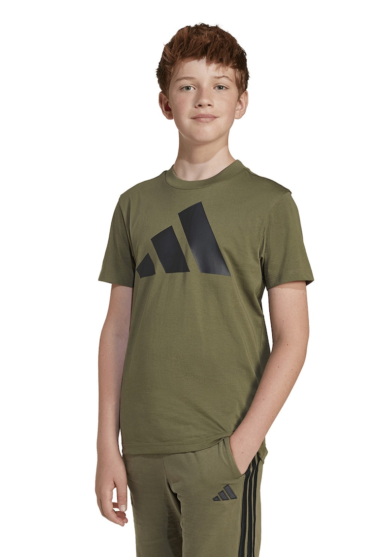Tricou din bumbac cu imprimeu logo cauciucat - Negru/Verde masliniu