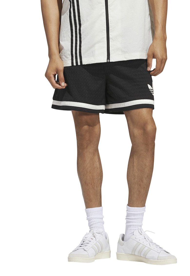 Pantaloni scurti unisex cu snur pentru baschet - Alb fildes/Negru