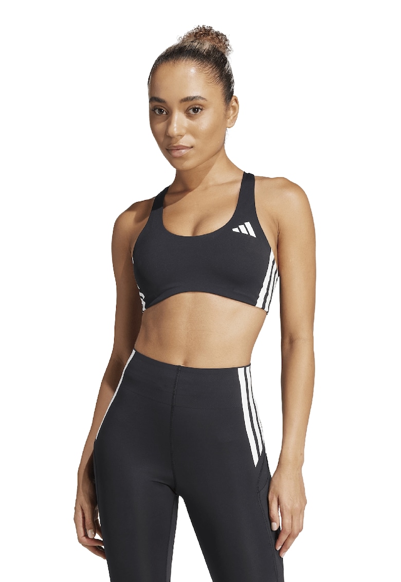 adidas Sportswear - Bustiera cu sustinere medie - pentru fitness Adizero - Alb/Negru