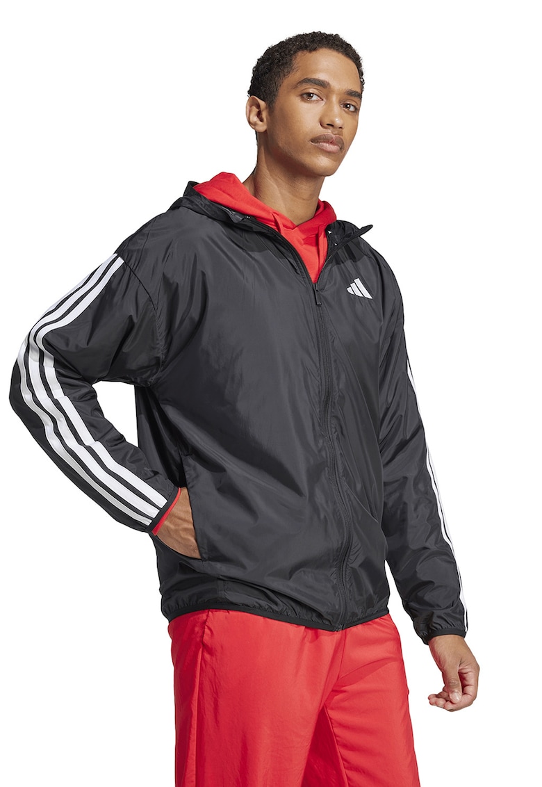 Jacheta relaxed fit cu benzi logo - Alb/Negru stins