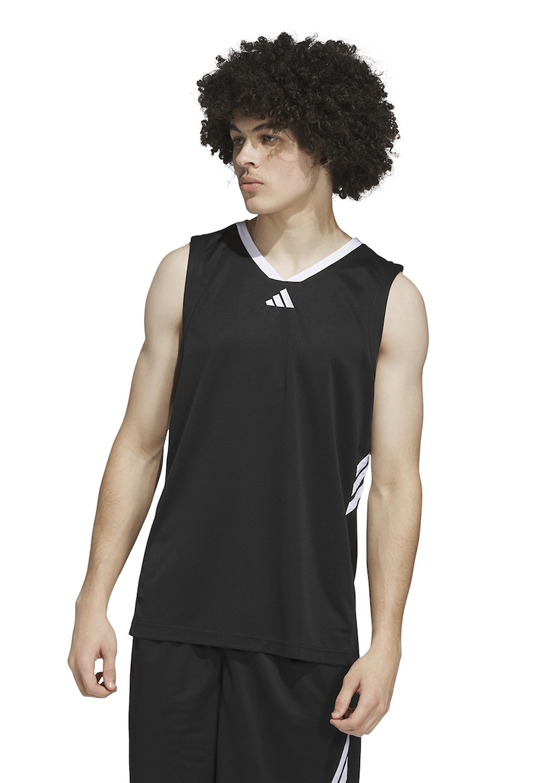 Tricou cu decolteu in V pentru baschet - Alb/Negru