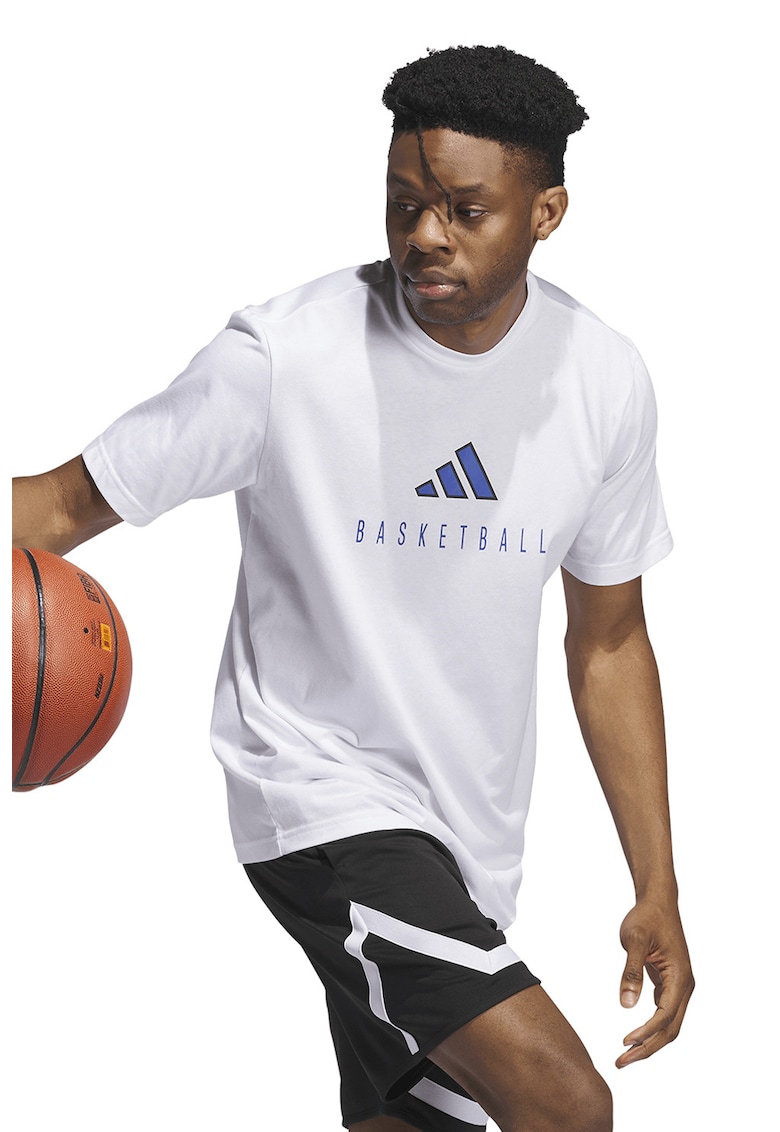 Tricou cu imprimeu logo pentru baschet - Alb