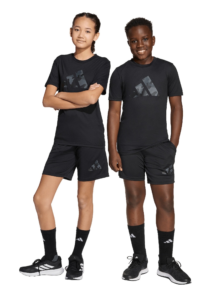 Trening cu pantaloni scurti si imprimeu logo - Negru/Gri
