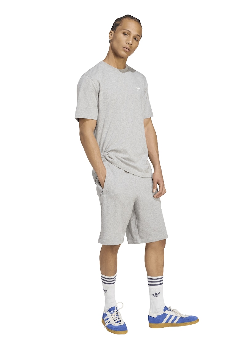 Pantaloni de trening scurti de bumbac Essentials Trefoil - Gri melange