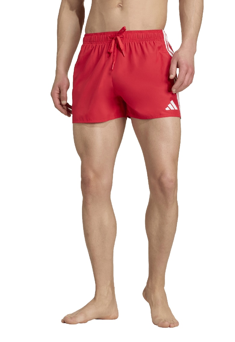 Pantaloni scurti de baie cu snur in talie - Alb/Rosu vermillion