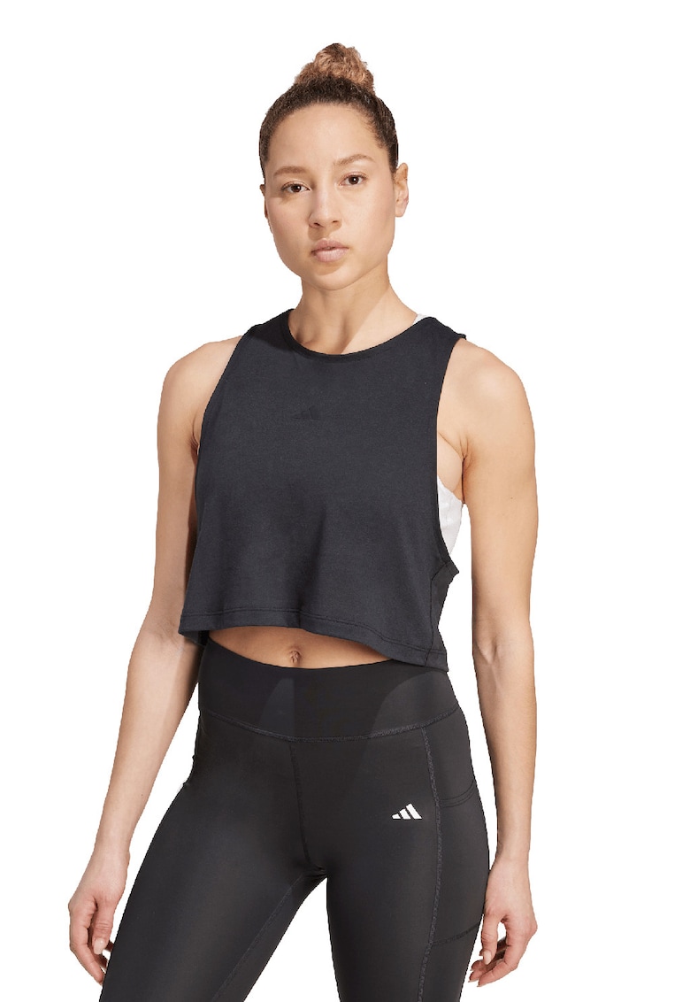 Tricou crop lejer pentru fitness Motion Essentials - Negru