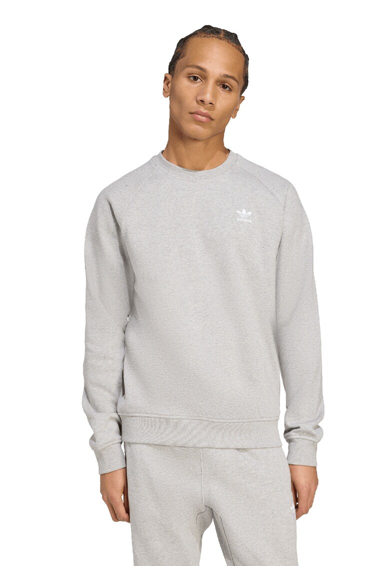 Bluza de trening cu decolteu la baza gatului si maneci raglan - Gri melange