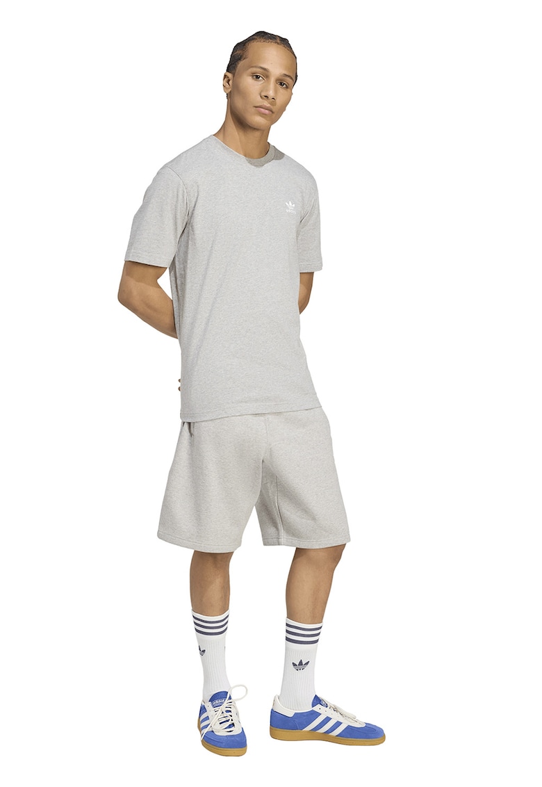 Tricou regular fit din bumbac Trefoil - Alb/Gri deschis melange