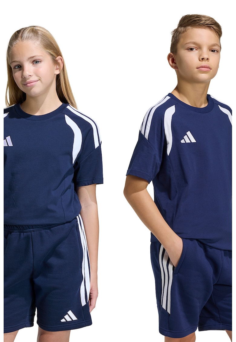 Tricou din bumbac cu logo pentru fotbal Tiro26 - Alb/Bleumarin