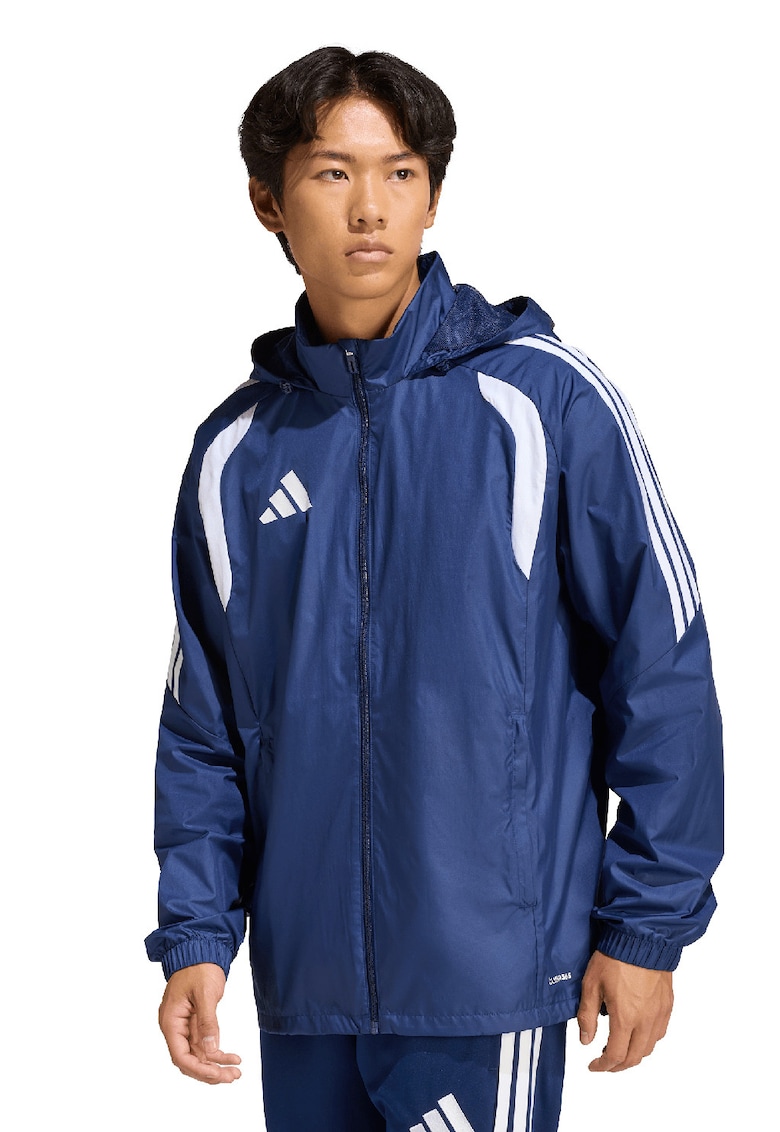 Jacheta cu gluga detasabila pentru fotbal Tiro26 League - Alb/Bleumarin