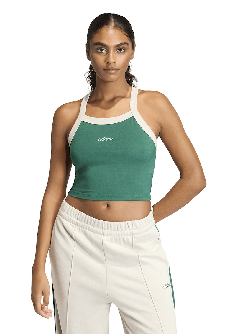 Top crop cu logo - Verde aquamarin
